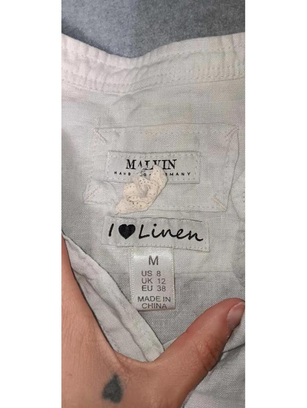 Malvin I Love Linen Partial Button Up Tunic Top Womens Size M Ivory Coastal - Picture 2 of 11